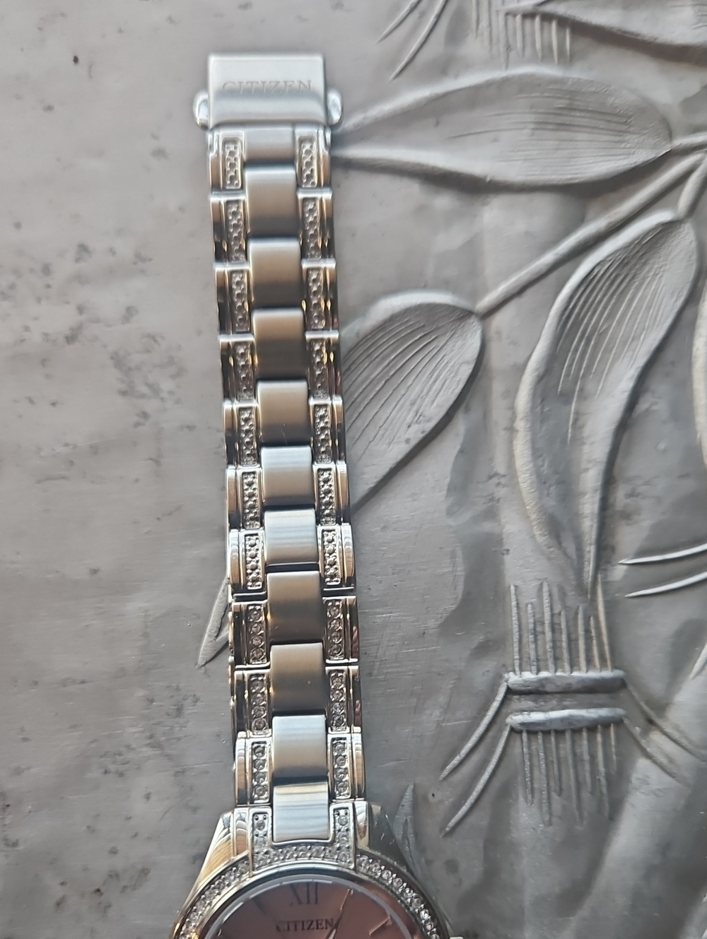 Citizen Women's Silver Watch with Pink Dial and Crystal Accents - Picture 3 of 4